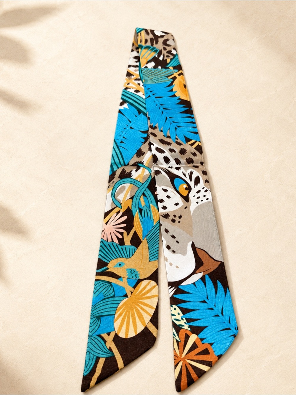 Designer Inspired Tropical Leopard Twilly Scarf